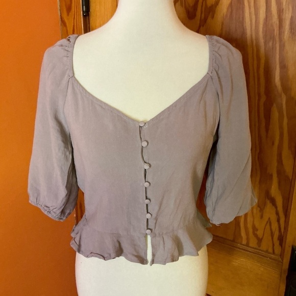 Blue Ivy by KC feminine mocha peasant top - Picture 8 of 12